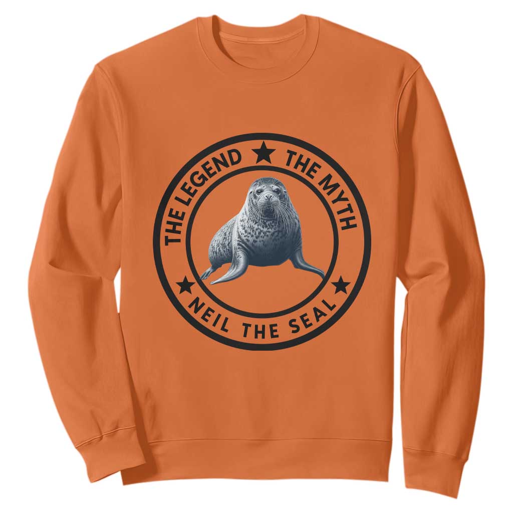 The Legend The Myth Neil The Seal Emblem Graphic Sweatshirt Funny Viral Southern Elephant Seal Meme TS02 Orange Print Your Wear