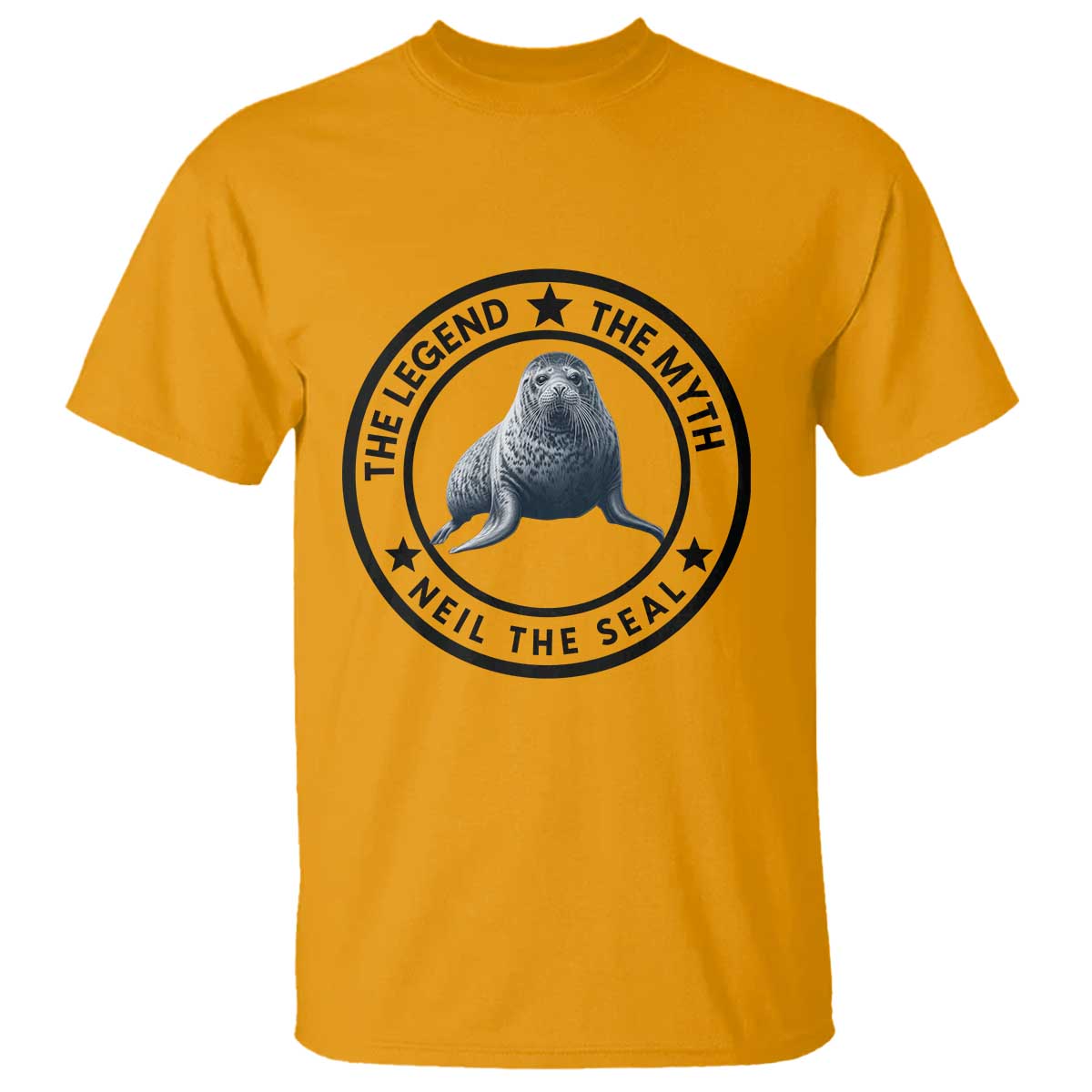 The Legend The Myth Neil The Seal Emblem Graphic T Shirt Funny Viral Southern Elephant Seal Meme TS02 Gold Print Your Wear