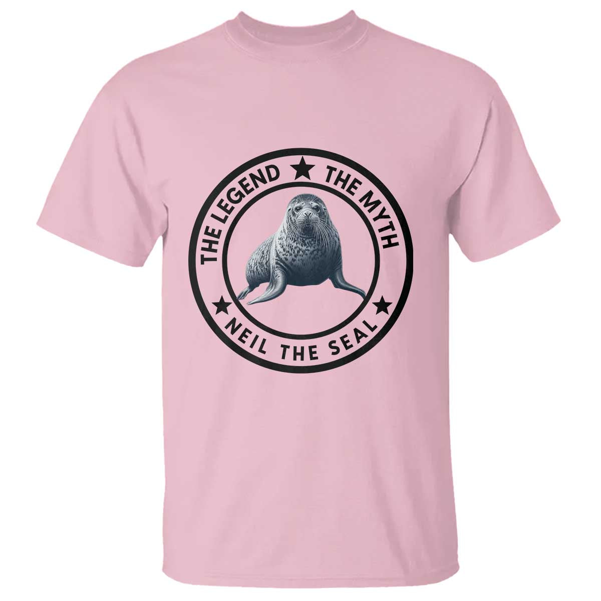 The Legend The Myth Neil The Seal Emblem Graphic T Shirt Funny Viral Southern Elephant Seal Meme TS02 Light Pink Print Your Wear