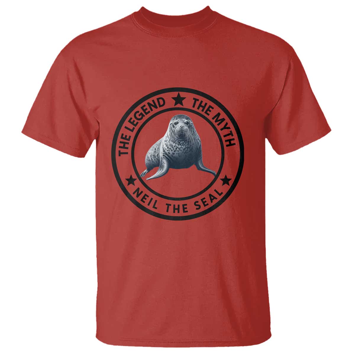 The Legend The Myth Neil The Seal Emblem Graphic T Shirt Funny Viral Southern Elephant Seal Meme TS02 Red Print Your Wear