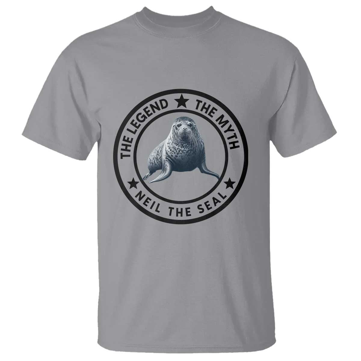 The Legend The Myth Neil The Seal Emblem Graphic T Shirt Funny Viral Southern Elephant Seal Meme TS02 Sport Gray Print Your Wear