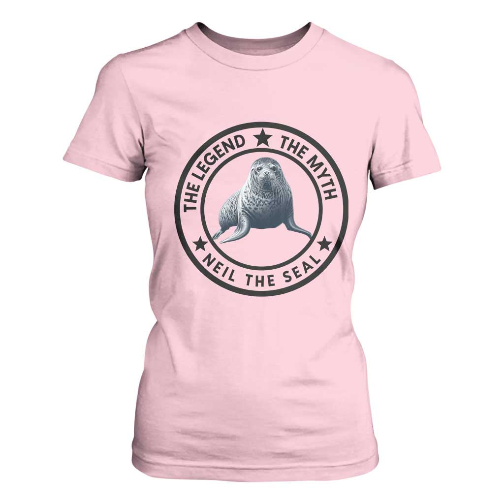 The Legend The Myth Neil The Seal Emblem Graphic T Shirt For Women Funny Viral Southern Elephant Seal Meme TS02 Light Pink Print Your Wear