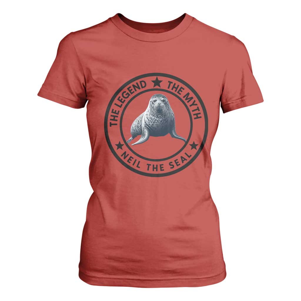 The Legend The Myth Neil The Seal Emblem Graphic T Shirt For Women Funny Viral Southern Elephant Seal Meme TS02 Red Print Your Wear