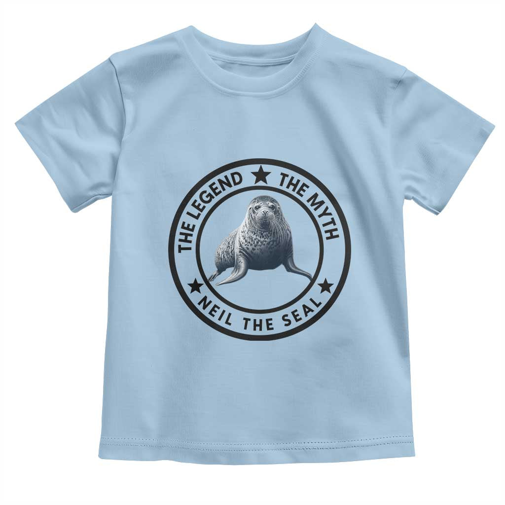 The Legend The Myth Neil The Seal Emblem Graphic Toddler T Shirt Funny Viral Southern Elephant Seal Meme TS02 Light Blue Print Your Wear