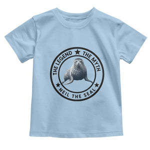 The Legend The Myth Neil The Seal Emblem Graphic Toddler T Shirt Funny Viral Southern Elephant Seal Meme TS02 Light Blue Print Your Wear
