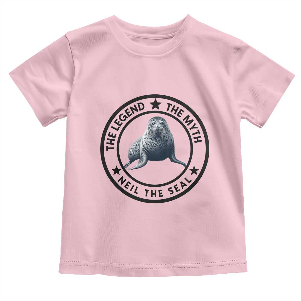 The Legend The Myth Neil The Seal Emblem Graphic Toddler T Shirt Funny Viral Southern Elephant Seal Meme TS02 Light Pink Print Your Wear