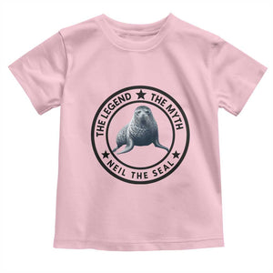 The Legend The Myth Neil The Seal Emblem Graphic Toddler T Shirt Funny Viral Southern Elephant Seal Meme TS02 Light Pink Print Your Wear