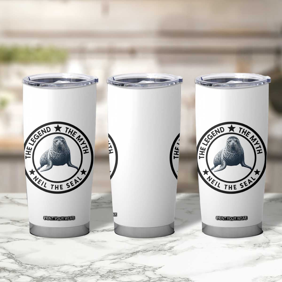 The Legend The Myth Neil The Seal Emblem Graphic Tumbler Cup Funny Viral Southern Elephant Seal Meme TS02 Print Your Wear