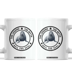 The Legend The Myth Neil The Seal Emblem Graphic Coffee Mug Funny Viral Southern Elephant Seal Meme TS02 White Print Your Wear