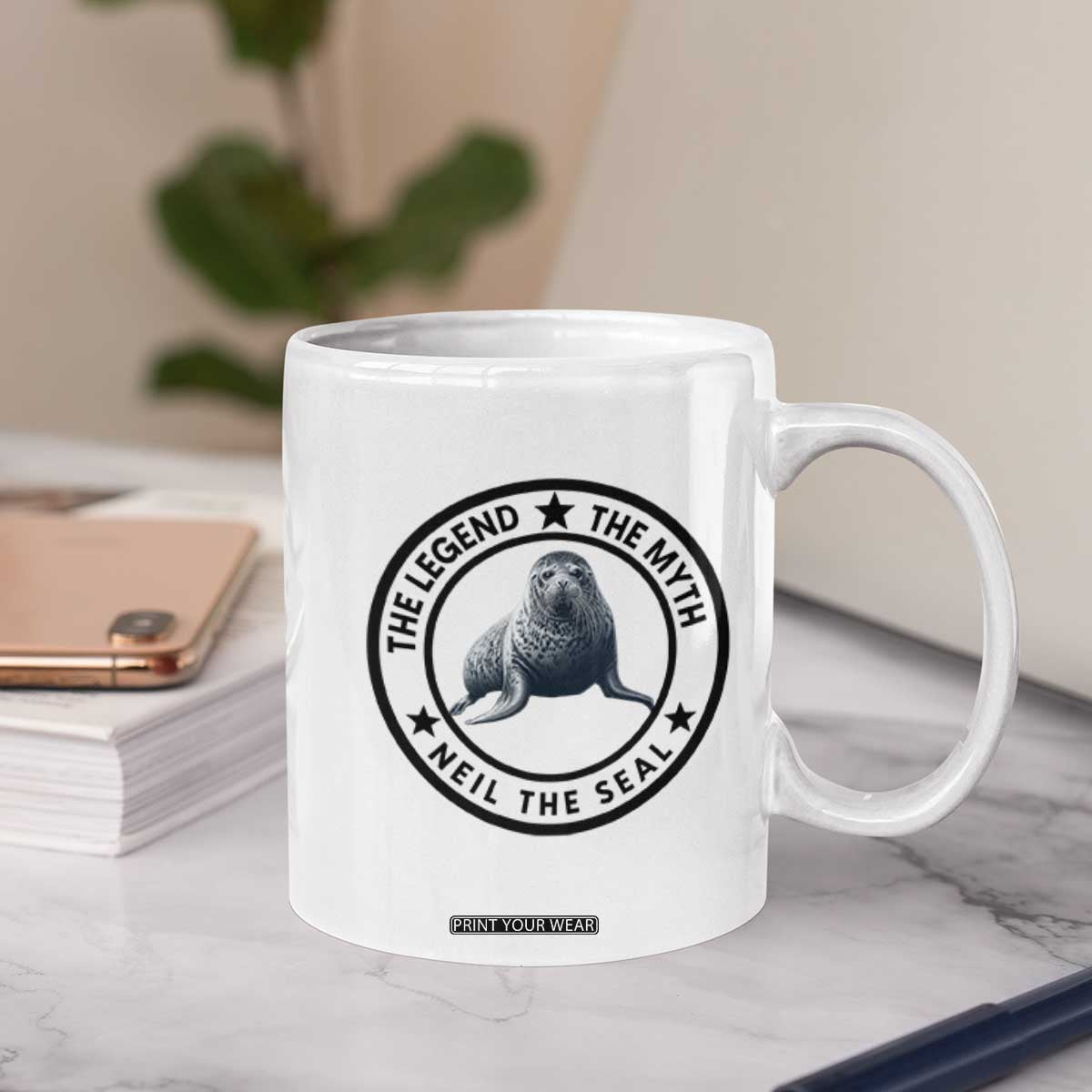 The Legend The Myth Neil The Seal Emblem Graphic Coffee Mug Funny Viral Southern Elephant Seal Meme TS02 Print Your Wear