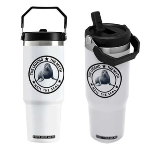 The Legend The Myth Neil The Seal Emblem Graphic Flip Straw Tumbler Funny Viral Southern Elephant Seal Meme TS02 One Size: 30 oz White Print Your Wear