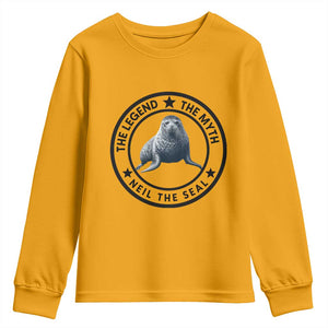 The Legend The Myth Neil The Seal Emblem Graphic Youth Sweatshirt Funny Viral Southern Elephant Seal Meme TS02 Gold Print Your Wear