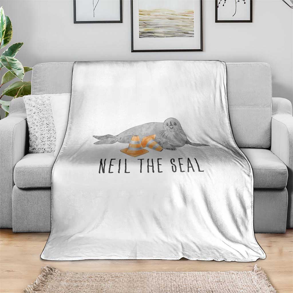 Cute Neil the Seal Traffic Cone Meme Throw Blanket Funny Viral Chaotic Southern Elephant Seal TS02 Print Your Wear