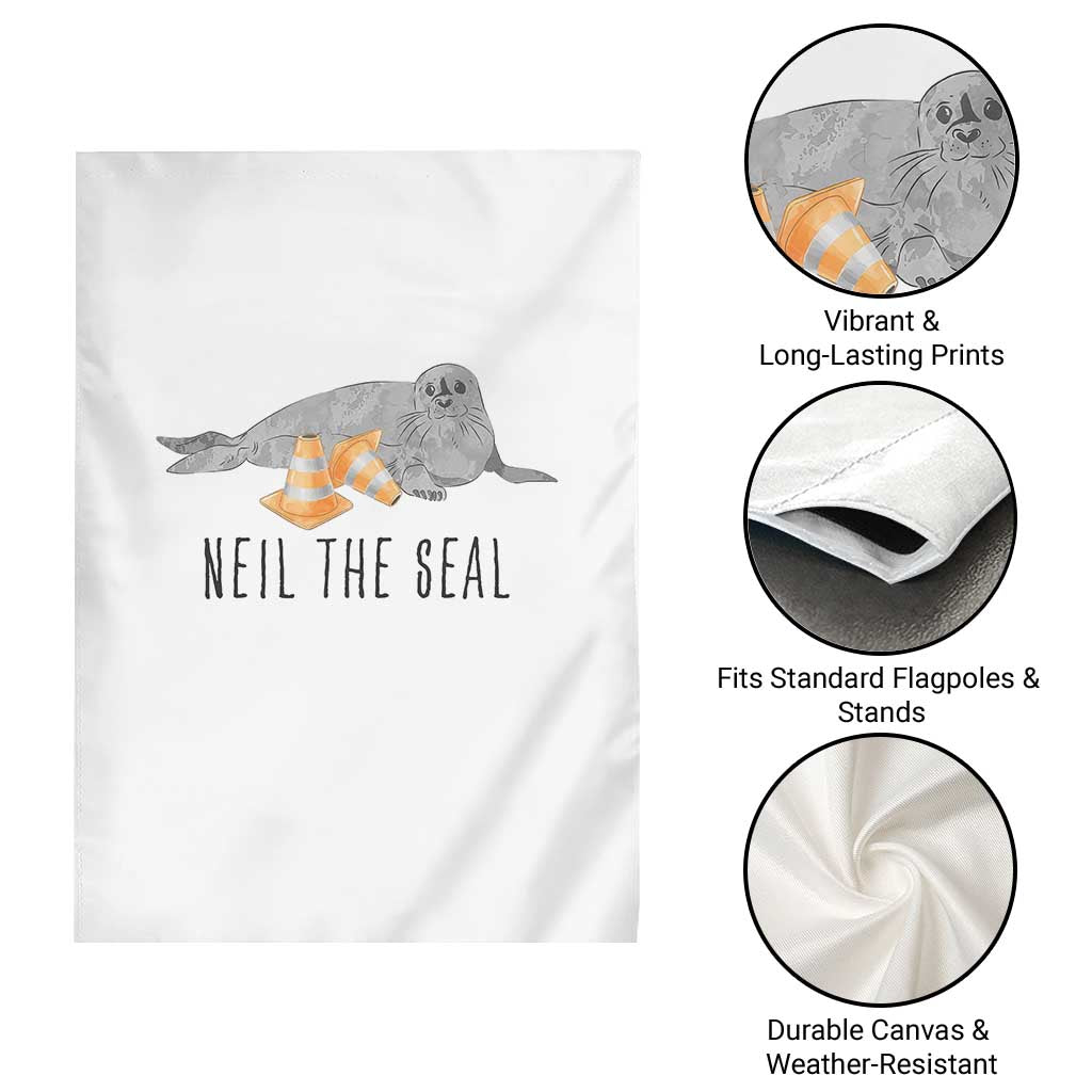 Cute Neil the Seal Traffic Cone Meme Garden Flag Funny Viral Chaotic Southern Elephant Seal TS02 Print Your Wear