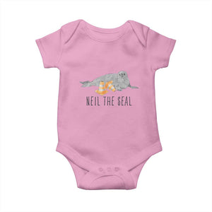 Cute Neil the Seal Traffic Cone Meme Baby Onesie Funny Viral Chaotic Southern Elephant Seal TS02 Light Pink Print Your Wear