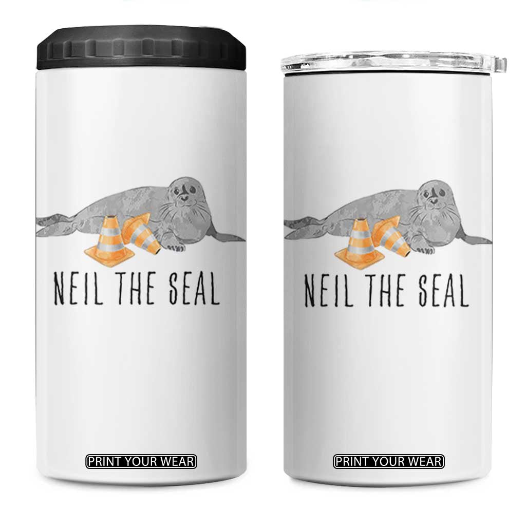 Cute Neil the Seal Traffic Cone Meme 4 in 1 Can Cooler Tumbler Funny Viral Chaotic Southern Elephant Seal TS02 One Size: 16 oz White Print Your Wear