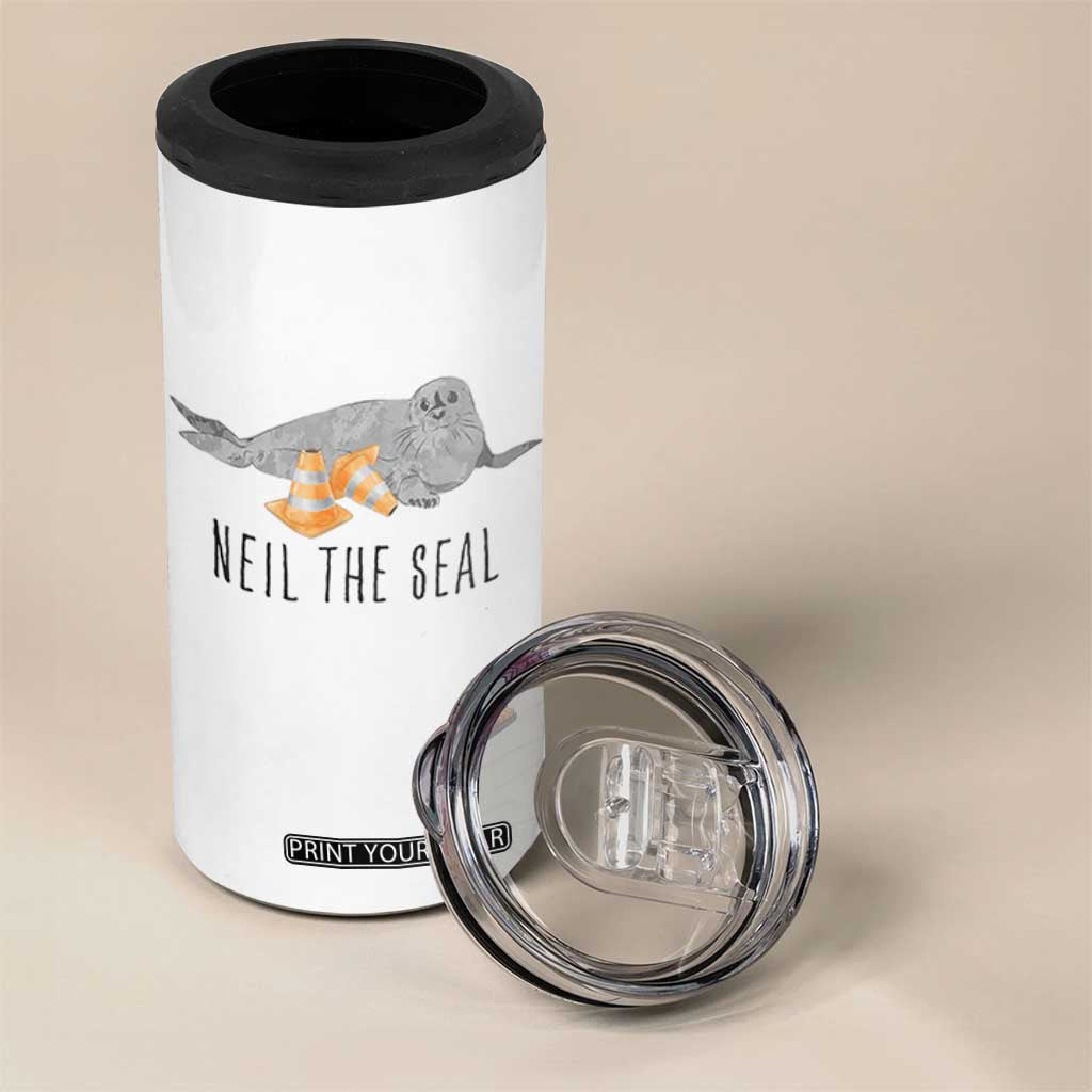 Cute Neil the Seal Traffic Cone Meme 4 in 1 Can Cooler Tumbler Funny Viral Chaotic Southern Elephant Seal TS02 Print Your Wear