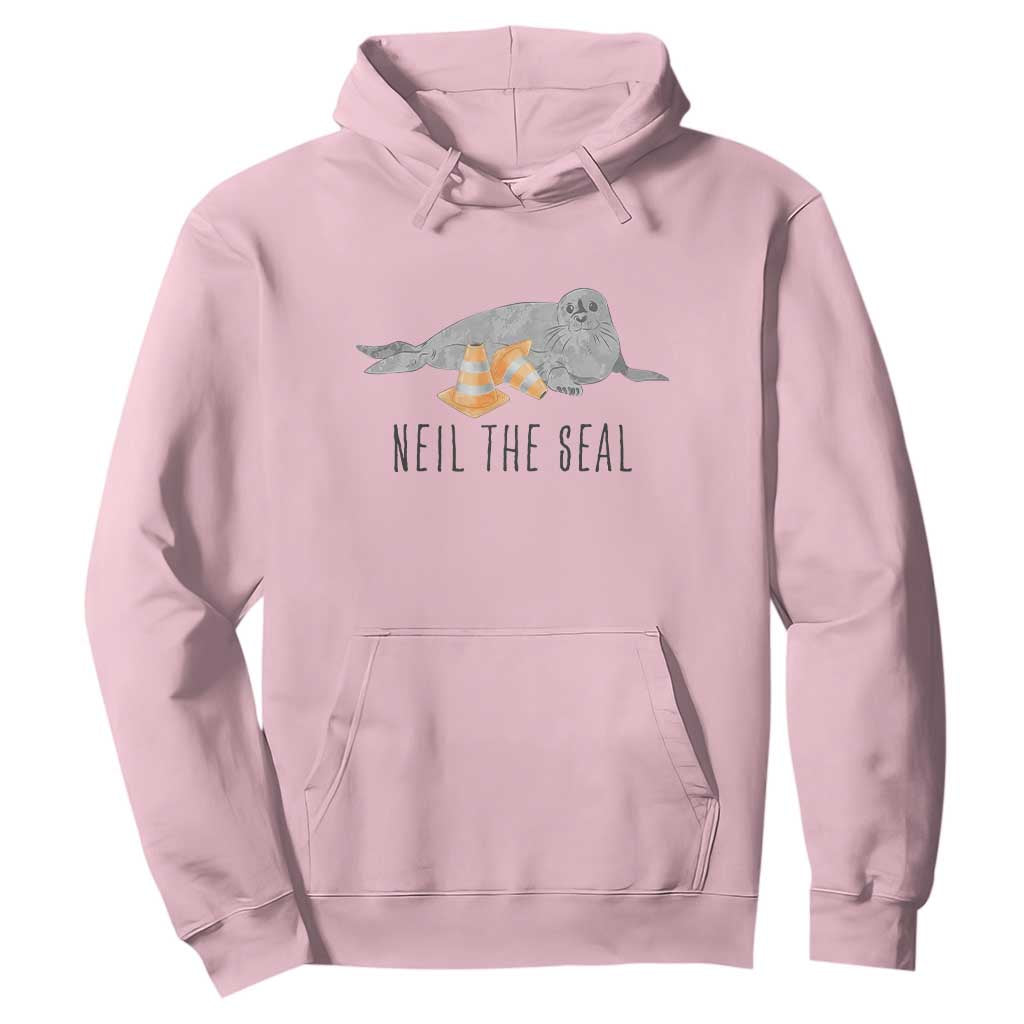 Cute Neil the Seal Traffic Cone Meme Hoodie Funny Viral Chaotic Southern Elephant Seal TS02 Light Pink Print Your Wear