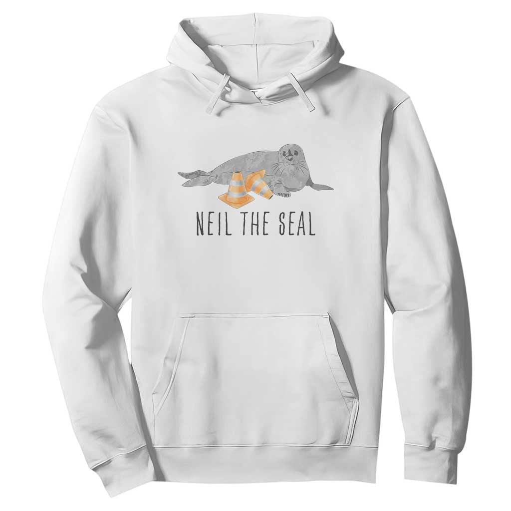 Cute Neil the Seal Traffic Cone Meme Hoodie Funny Viral Chaotic Southern Elephant Seal TS02 White Print Your Wear