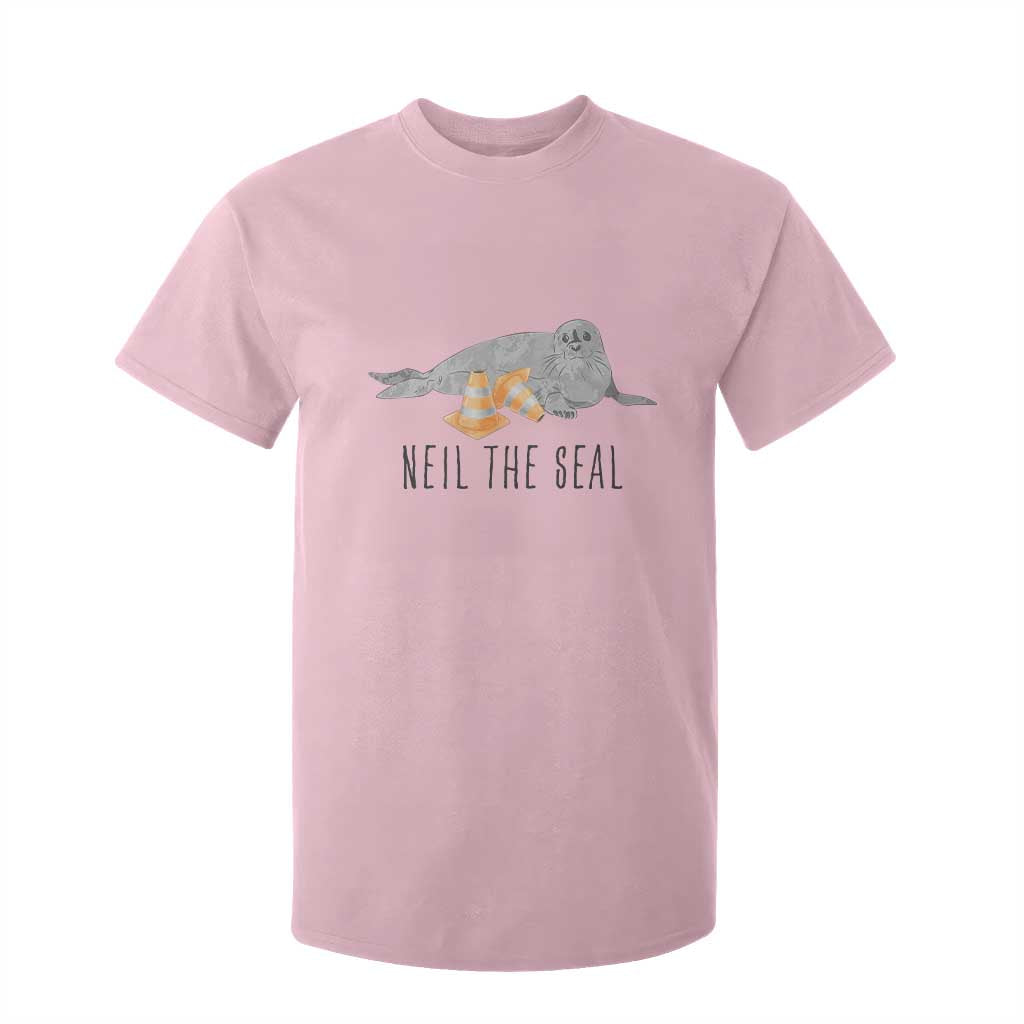 Cute Neil the Seal Traffic Cone Meme T Shirt For Kid Funny Viral Chaotic Southern Elephant Seal TS02 Light Pink Print Your Wear