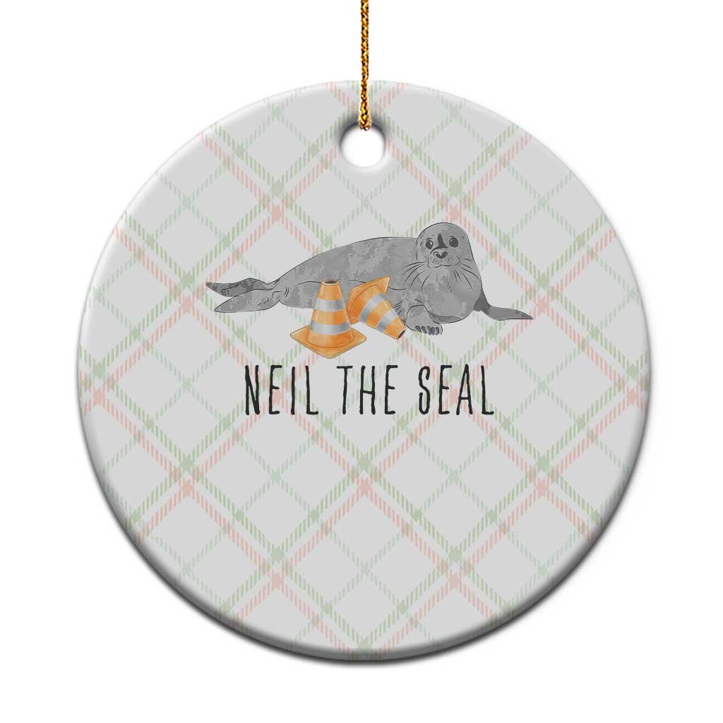Cute Neil the Seal Traffic Cone Meme Ceramic Ornament Funny Viral Chaotic Southern Elephant Seal TS02 1pc Christmas Plaid Print Your Wear
