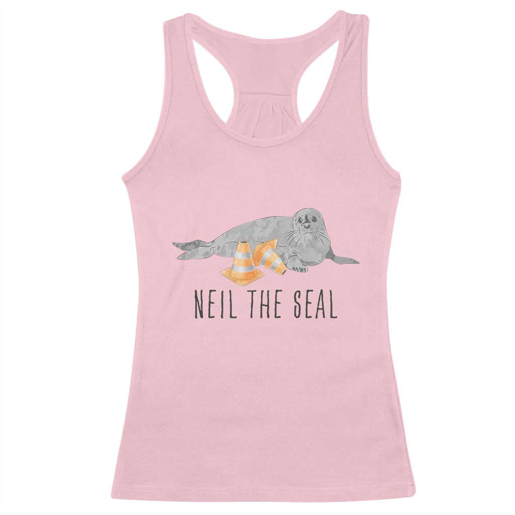Cute Neil the Seal Traffic Cone Meme Racerback Tank Top Funny Viral Chaotic Southern Elephant Seal TS02 Light Pink Print Your Wear