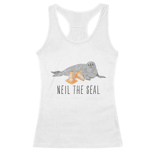 Cute Neil the Seal Traffic Cone Meme Racerback Tank Top Funny Viral Chaotic Southern Elephant Seal TS02 White Print Your Wear