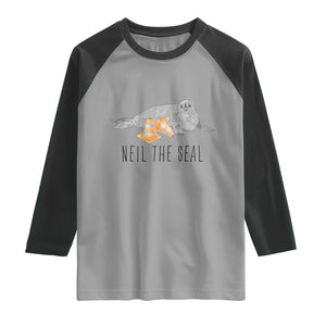 Cute Neil the Seal Traffic Cone Meme Raglan Shirt Funny Viral Chaotic Southern Elephant Seal TS02 Sport Gray Black Print Your Wear