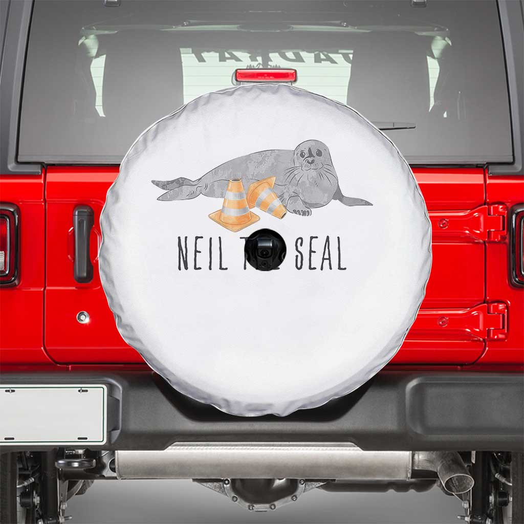 Cute Neil the Seal Traffic Cone Meme Spare Tire Cover Funny Viral Chaotic Southern Elephant Seal TS02 White Print Your Wear