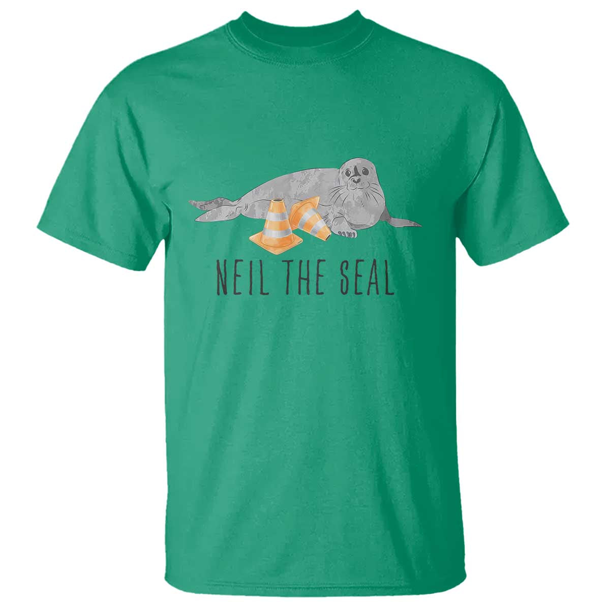 Cute Neil the Seal Traffic Cone Meme T Shirt Funny Viral Chaotic Southern Elephant Seal TS02 Irish Green Print Your Wear