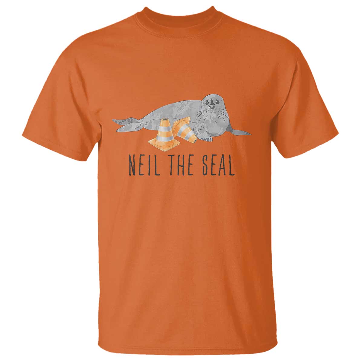 Cute Neil the Seal Traffic Cone Meme T Shirt Funny Viral Chaotic Southern Elephant Seal TS02 Orange Print Your Wear
