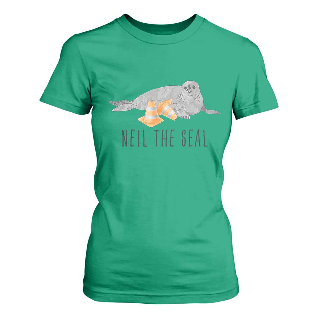Cute Neil the Seal Traffic Cone Meme T Shirt For Women Funny Viral Chaotic Southern Elephant Seal TS02 Irish Green Print Your Wear