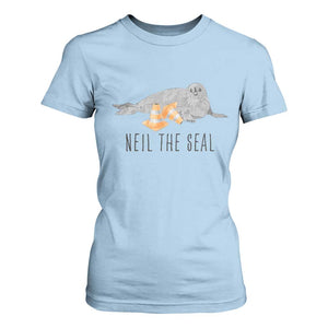 Cute Neil the Seal Traffic Cone Meme T Shirt For Women Funny Viral Chaotic Southern Elephant Seal TS02 Light Blue Print Your Wear