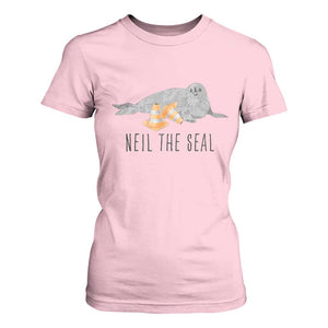 Cute Neil the Seal Traffic Cone Meme T Shirt For Women Funny Viral Chaotic Southern Elephant Seal TS02 Light Pink Print Your Wear