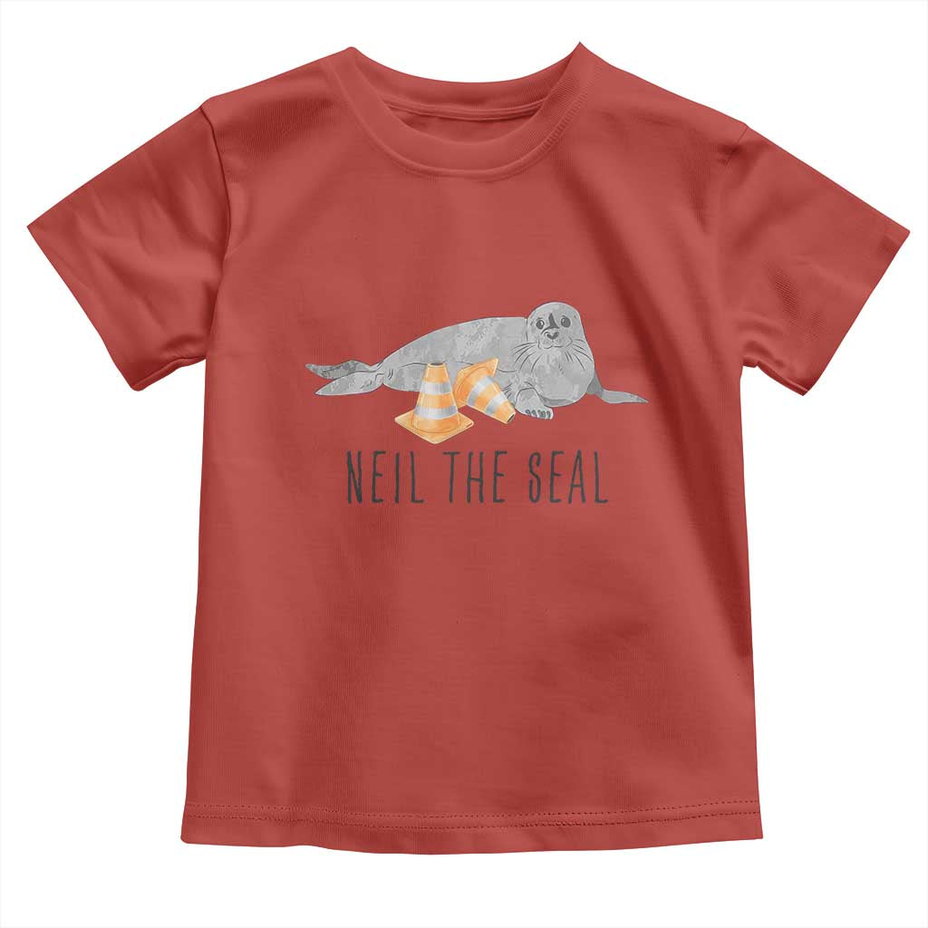 Cute Neil the Seal Traffic Cone Meme Toddler T Shirt Funny Viral Chaotic Southern Elephant Seal TS02 Red Print Your Wear