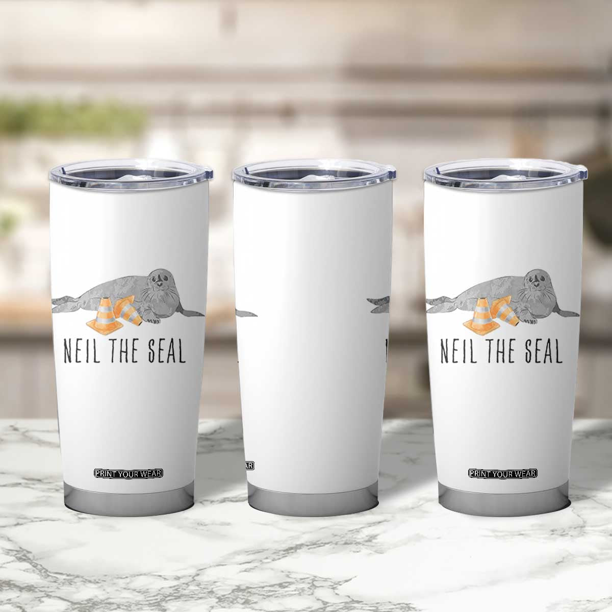 Cute Neil the Seal Traffic Cone Meme Tumbler Cup Funny Viral Chaotic Southern Elephant Seal TS02 Print Your Wear