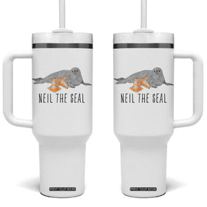 Cute Neil the Seal Traffic Cone Meme Tumbler With Handle Funny Viral Chaotic Southern Elephant Seal TS02 One Size: 40 oz White Print Your Wear