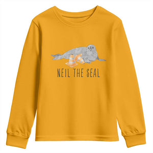 Cute Neil the Seal Traffic Cone Meme Youth Sweatshirt Funny Viral Chaotic Southern Elephant Seal TS02 Gold Print Your Wear