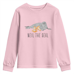 Cute Neil the Seal Traffic Cone Meme Youth Sweatshirt Funny Viral Chaotic Southern Elephant Seal TS02 Light Pink Print Your Wear