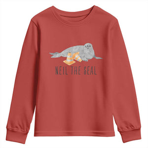 Cute Neil the Seal Traffic Cone Meme Youth Sweatshirt Funny Viral Chaotic Southern Elephant Seal TS02 Red Print Your Wear