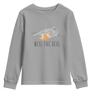 Cute Neil the Seal Traffic Cone Meme Youth Sweatshirt Funny Viral Chaotic Southern Elephant Seal TS02 Sport Gray Print Your Wear