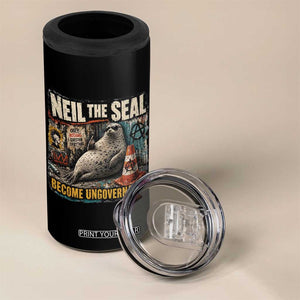 Edgy Neil the Seal Become Ungovernable Graffiti Graphic 4 in 1 Can Cooler Tumbler Sarcastic Rebel Viral Chaotic Elephant Seal Sunglasses Meme TS02 Print Your Wear