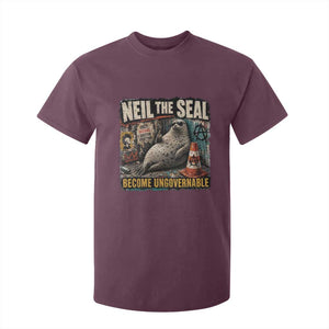 Edgy Neil the Seal Become Ungovernable Graffiti Graphic T Shirt For Kid Sarcastic Rebel Viral Chaotic Elephant Seal Sunglasses Meme TS02 Maroon Print Your Wear