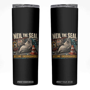 Edgy Neil the Seal Become Ungovernable Graffiti Graphic Skinny Tumbler Sarcastic Rebel Viral Chaotic Elephant Seal Sunglasses Meme TS02 Black Print Your Wear
