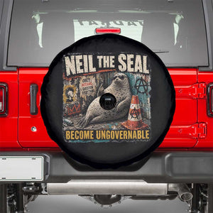 Edgy Neil the Seal Become Ungovernable Graffiti Graphic Spare Tire Cover Sarcastic Rebel Viral Chaotic Elephant Seal Sunglasses Meme TS02 Black Print Your Wear