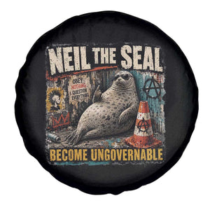 Edgy Neil the Seal Become Ungovernable Graffiti Graphic Spare Tire Cover Sarcastic Rebel Viral Chaotic Elephant Seal Sunglasses Meme TS02 Print Your Wear