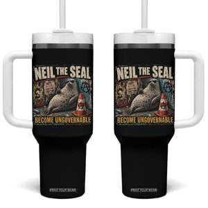 Edgy Neil the Seal Become Ungovernable Graffiti Graphic Tumbler With Handle Sarcastic Rebel Viral Chaotic Elephant Seal Sunglasses Meme TS02 One Size: 40 oz Black Print Your Wear