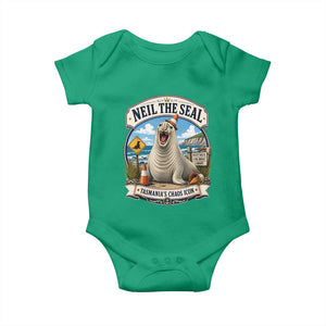 Retro Neil the Seal Tasmanias Chaos Icon Baby Onesie Funny Roaring Elephant Seal Traffic Cone Meme