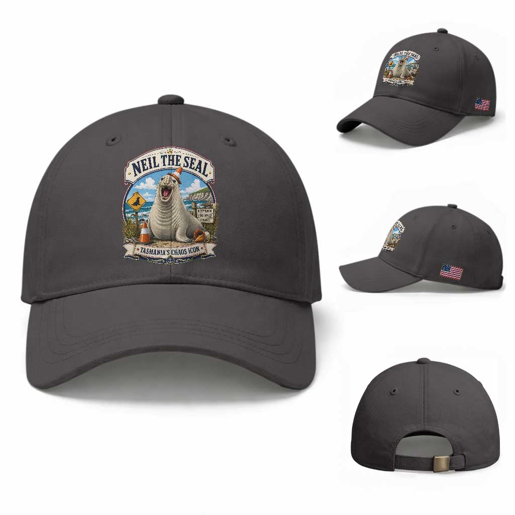Retro Neil the Seal Tasmanias Chaos Icon Baseball Cap Funny Roaring Elephant Seal Traffic Cone Meme