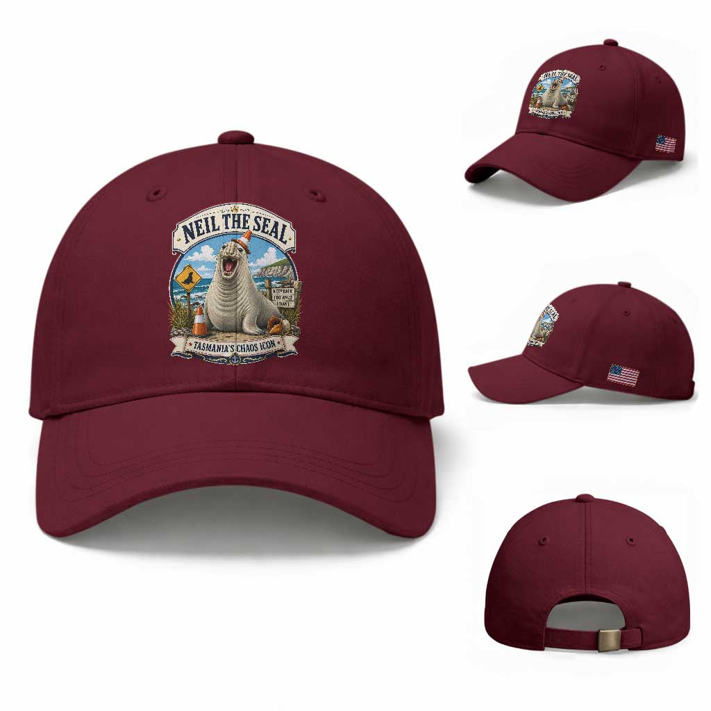 Retro Neil the Seal Tasmanias Chaos Icon Baseball Cap Funny Roaring Elephant Seal Traffic Cone Meme